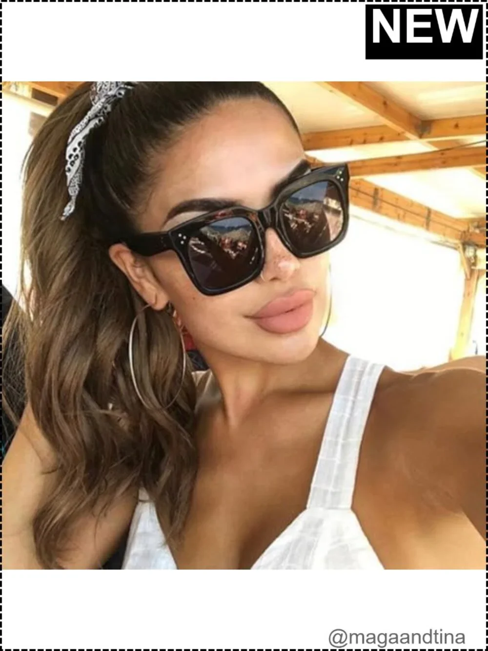 Oversized Square Sunglasses UV400 Protection Retro Design